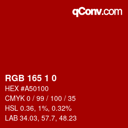 Color code: RGB 165 1 0 | qconv.com