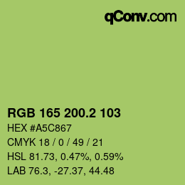 カラーコード: RGB 165 200.2 103 | qconv.com