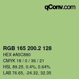 カラーコード: RGB 165 200.2 128 | qconv.com