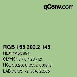 カラーコード: RGB 165 200.2 145 | qconv.com