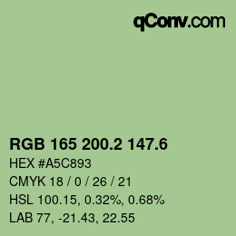 カラーコード: RGB 165 200.2 147.6 | qconv.com