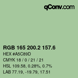 カラーコード: RGB 165 200.2 157.6 | qconv.com