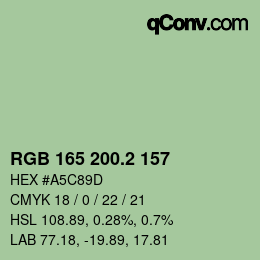カラーコード: RGB 165 200.2 157 | qconv.com
