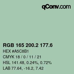カラーコード: RGB 165 200.2 177.6 | qconv.com