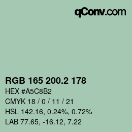 カラーコード: RGB 165 200.2 178 | qconv.com