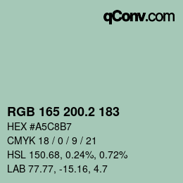 カラーコード: RGB 165 200.2 183 | qconv.com
