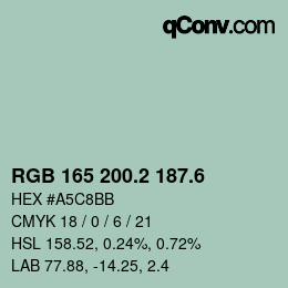 カラーコード: RGB 165 200.2 187.6 | qconv.com