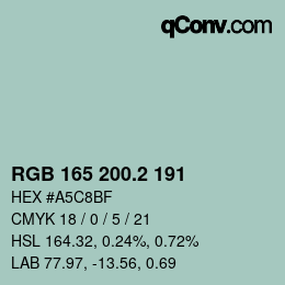 カラーコード: RGB 165 200.2 191 | qconv.com