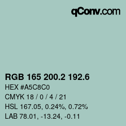 カラーコード: RGB 165 200.2 192.6 | qconv.com