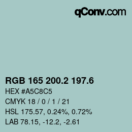 カラーコード: RGB 165 200.2 197.6 | qconv.com