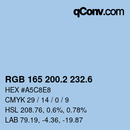 カラーコード: RGB 165 200.2 232.6 | qconv.com