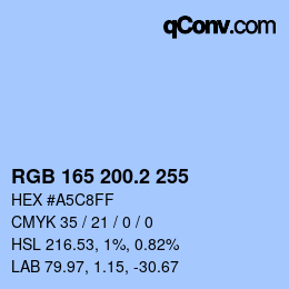 カラーコード: RGB 165 200.2 255 | qconv.com