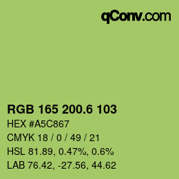 カラーコード: RGB 165 200.6 103 | qconv.com