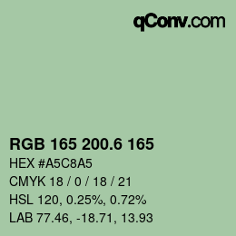 カラーコード: RGB 165 200.6 165 | qconv.com