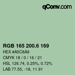 カラーコード: RGB 165 200.6 169 | qconv.com