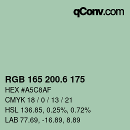 カラーコード: RGB 165 200.6 175 | qconv.com