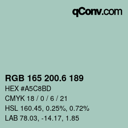 カラーコード: RGB 165 200.6 189 | qconv.com