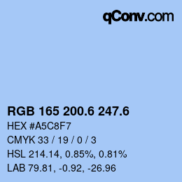 カラーコード: RGB 165 200.6 247.6 | qconv.com