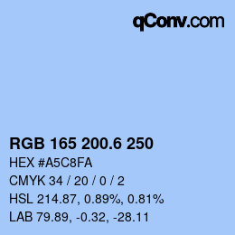 カラーコード: RGB 165 200.6 250 | qconv.com