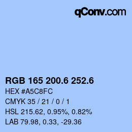 カラーコード: RGB 165 200.6 252.6 | qconv.com