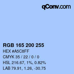 カラーコード: RGB 165 200 255 | qconv.com