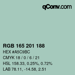 カラーコード: RGB 165 201 188 | qconv.com
