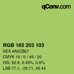 Color code: RGB 165 203 103 | qconv.com