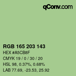颜色代码: RGB 165 203 143 | qconv.com