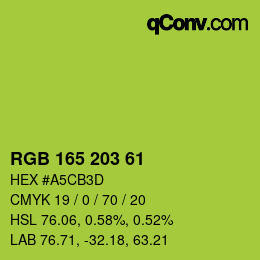 Color code: RGB 165 203 61 | qconv.com