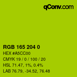 カラーコード: RGB 165 204 0 | qconv.com