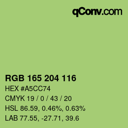 カラーコード: RGB 165 204 116 | qconv.com