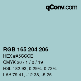 Código de color: RGB 165 204 206 | qconv.com