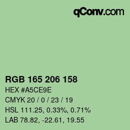 Color code: RGB 165 206 158 | qconv.com