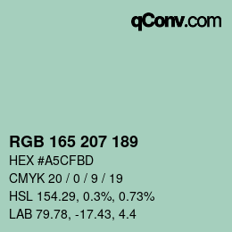 カラーコード: RGB 165 207 189 | qconv.com
