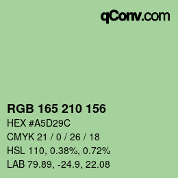 カラーコード: RGB 165 210 156 | qconv.com