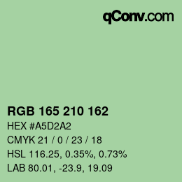 Color code: RGB 165 210 162 | qconv.com