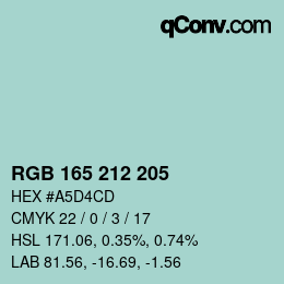 Farbcode: RGB 165 212 205 | qconv.com