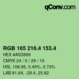 カラーコード: RGB 165 216.4 153.4 | qconv.com