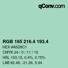 カラーコード: RGB 165 216.4 193.4 | qconv.com