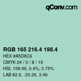 カラーコード: RGB 165 216.4 198.4 | qconv.com