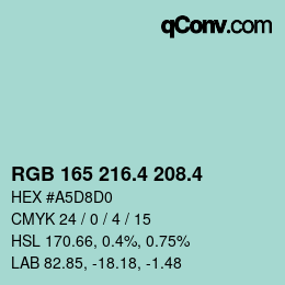 カラーコード: RGB 165 216.4 208.4 | qconv.com