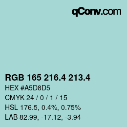 カラーコード: RGB 165 216.4 213.4 | qconv.com