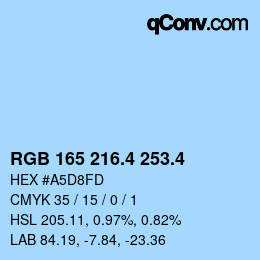 カラーコード: RGB 165 216.4 253.4 | qconv.com