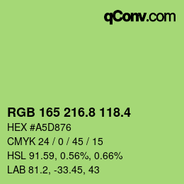 カラーコード: RGB 165 216.8 118.4 | qconv.com