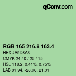 カラーコード: RGB 165 216.8 163.4 | qconv.com