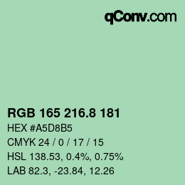 カラーコード: RGB 165 216.8 181 | qconv.com