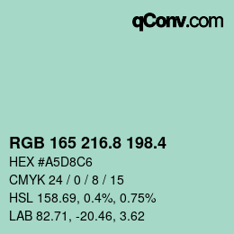 カラーコード: RGB 165 216.8 198.4 | qconv.com