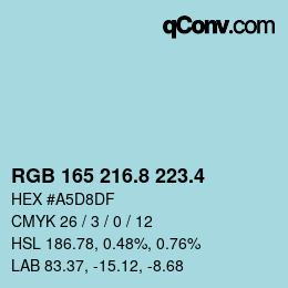 カラーコード: RGB 165 216.8 223.4 | qconv.com