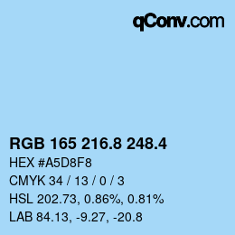 カラーコード: RGB 165 216.8 248.4 | qconv.com