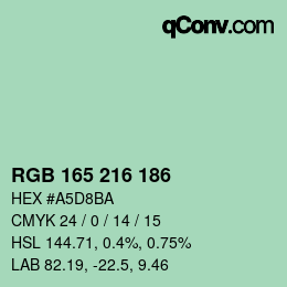 カラーコード: RGB 165 216 186 | qconv.com